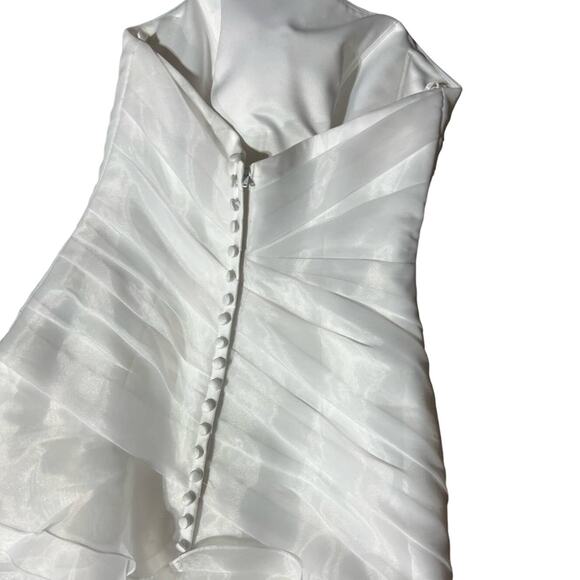 Allure Bridal P840 White A-Line Wedding Strapless Tiered Size 8 $1700 Retail - Picture 9 of 11